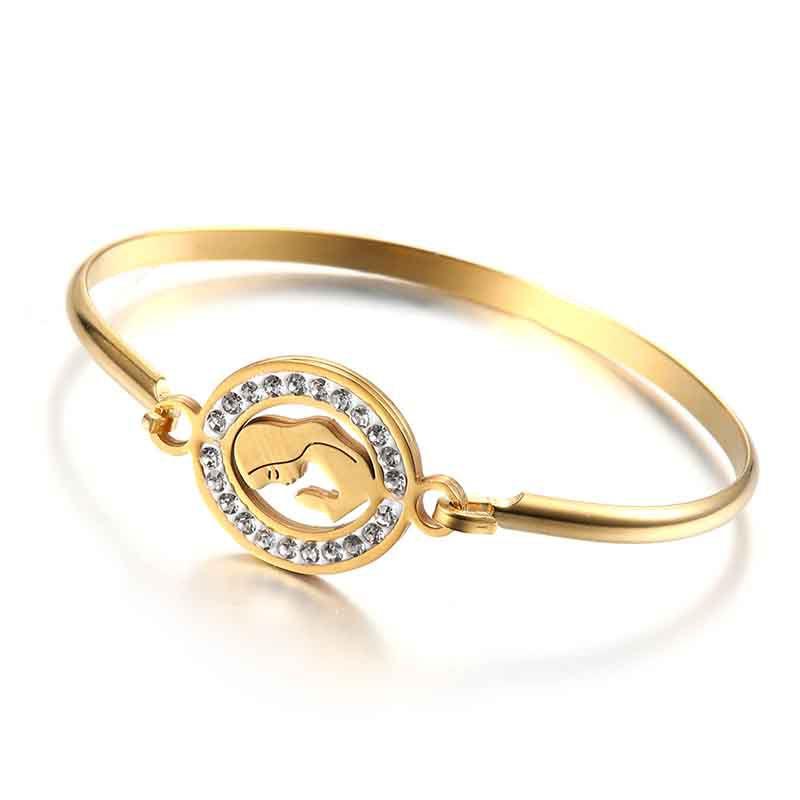 

Простой браслет-манжета, новый, с золотым покрытием, браслет-бенгл с кристаллами и стразами, ювелирное украшение