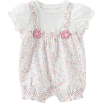 David Bella Baby Girl Floral Knit Short Sleeve Romper