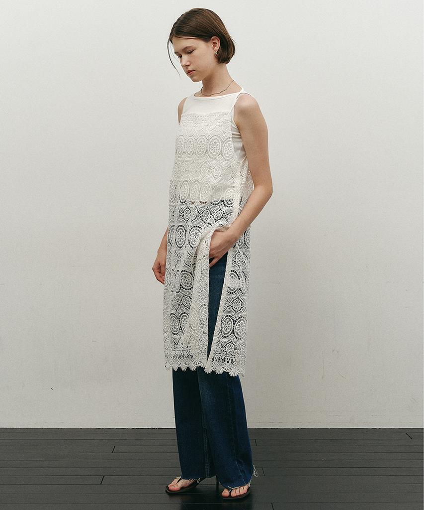 MAKE A TOAST Flower Crochet Layered Dress White Mbefop004Wh