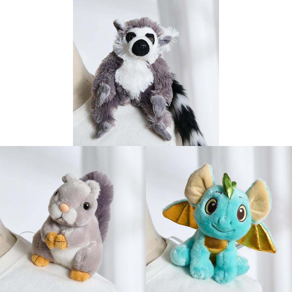 Animal Zoo Shoulder Plush Toy Squirrel Dinosaur Magnet Collectible For Kids And Fans
