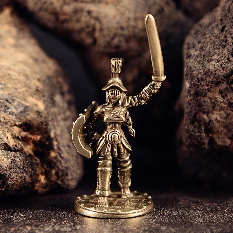 Vintage Brass Spartan Warrior Statue Twelve Types of Rome Soldier Models Figurine Game Props Desktop Ornaments Home Craft Decor