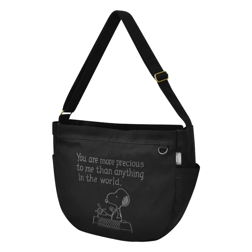 

Shoulder Bag Canvas Canvas Large A4 Shoulder Crossbody Casual Adults Students Children Cute Character 0194 Black Ripe Lighter [Snoopy] Women s Men s