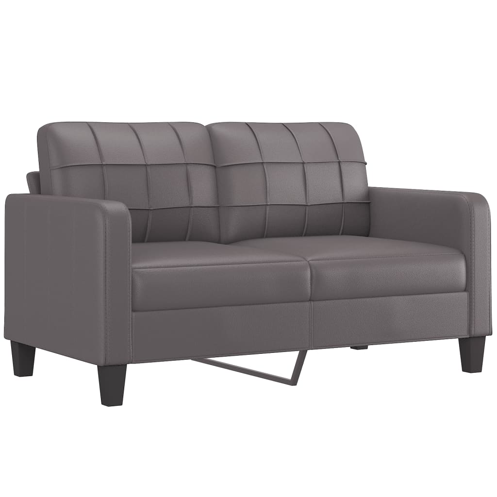 Vidaxl 2-Cz. Sofa Set With Cushions, Grey, Faux Leather