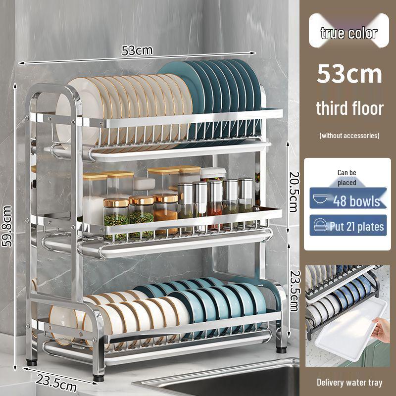 304 Stainless Steel Multi-functional Dish Drying Rack for Plates and Bowls