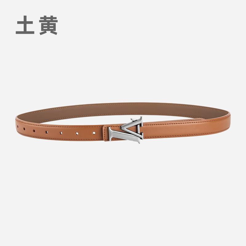 Alloy Alphabet Board Buckle Leather Belt Women'S Premium Pants Belt Women'S
