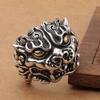 Adjustable Open Ring Men Women Vintage Ethnic Style Pixiu Lucky Charm Plated Statement
