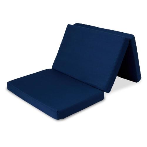 Iris Plaza Single Mattress, 10cm Thick, High-Resilience Tri-Fold Urethane Foam Mattress with Breathability and Pressure Distribution, Navy, AHPM3-25D-