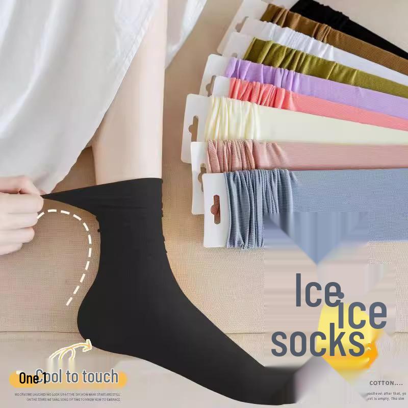 Lightweight Breathable Mid-Calf Ice Pile Socks - Odor-Resistant Velvet Design