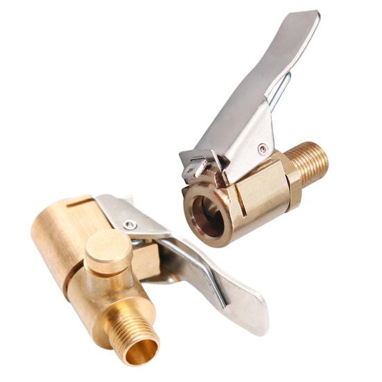 2 Stück Messing Reifenluft-Spannfutter Verriegelbares Pneumatik-Spannfutter mit Silikondichtung Schnellkupplung Reifenventilklemme für Auto-Luftpumpe Tragbarer Auslaufsicherer Adapter