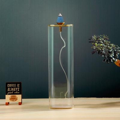 2 in 1 Glas Räuchergefäß Rückfluss Räucherstäbchenhalter mit abnehmbarem Glas Aschefänger für Räucherstäbchen Kegelräucherwerk