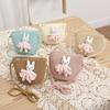 Cute Cartoon Bunny Mini Straw Bag Handmade Woven Zipper Kid Messenger Bags Coin Purse Photo Props Storage Basket