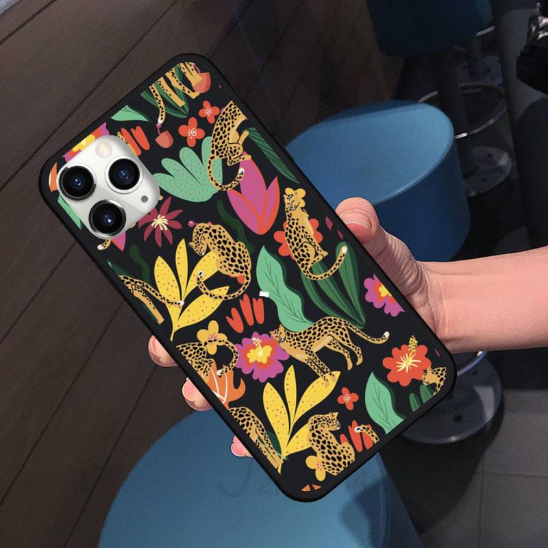 Tropical Plant Leopard Phone Case for iPhone 11 12 Pro XS MAX 8 7 6 6S Plus X 5S SE 2020 XR