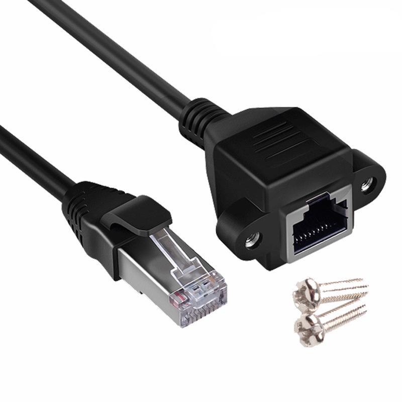 

All Copper Core RJ45 Cat 5e/6 Network Extension Cable with Ears and Mounting Screws, Male to Female 0.3m