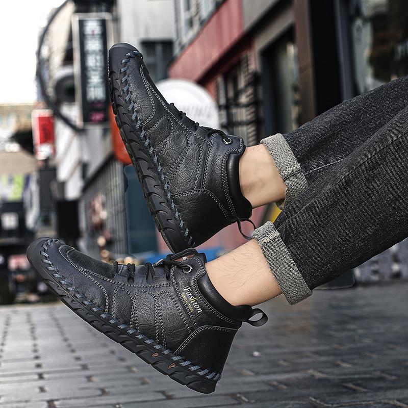 38-48 Men Leather Casual  Shoes Design Sneakers Man Breathable Leather Shoes Men Ankle Boots