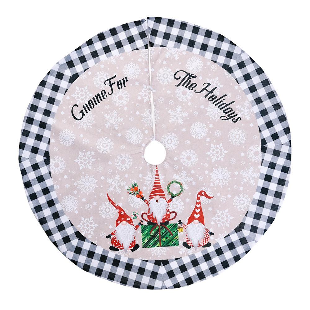 And Red Classic Black Checkered Tree Skirt With Unique Forest Elder Design Ideal For Christmas Celebrations