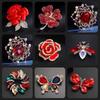 Exquisite Women's Red Flower Brooch – Niche Design, High-End Suit Accessory