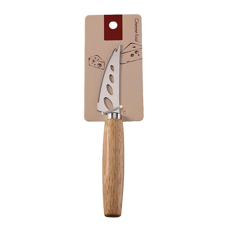 Rubber Wood & Stainless Steel Cheese Knife Set - Western Tableware with Knife, Fork, and Spoon
