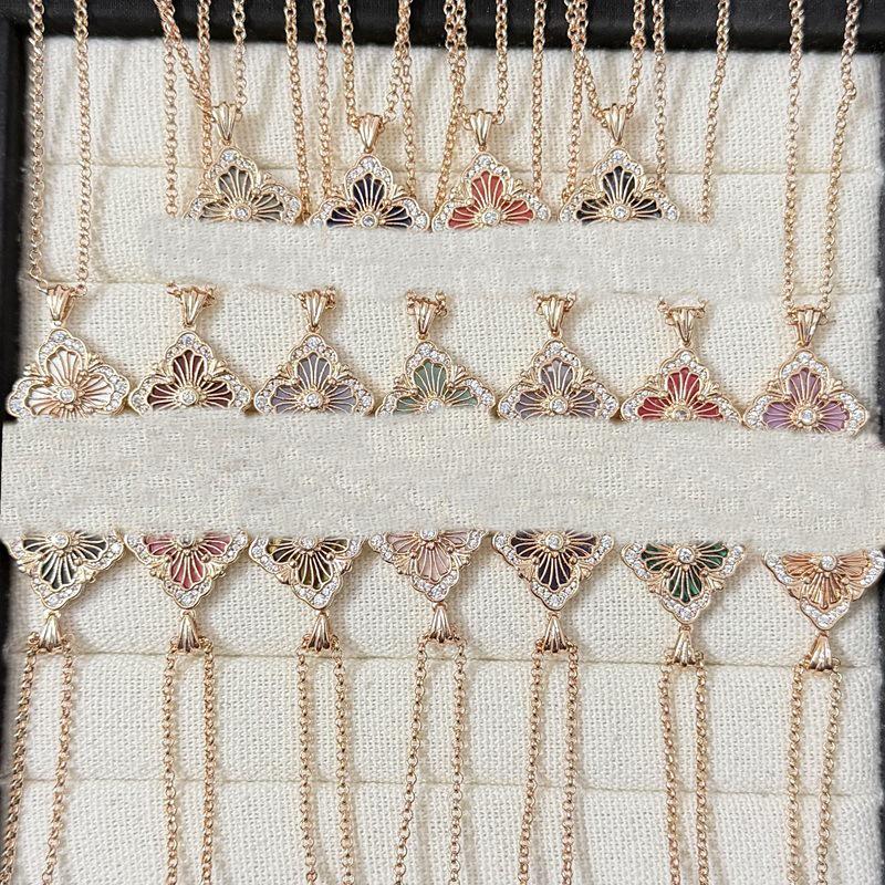 Щеточный итальянский кулон-четырехлистник со стразами - Элегантная женская сетчатая цепочка Black Champagne