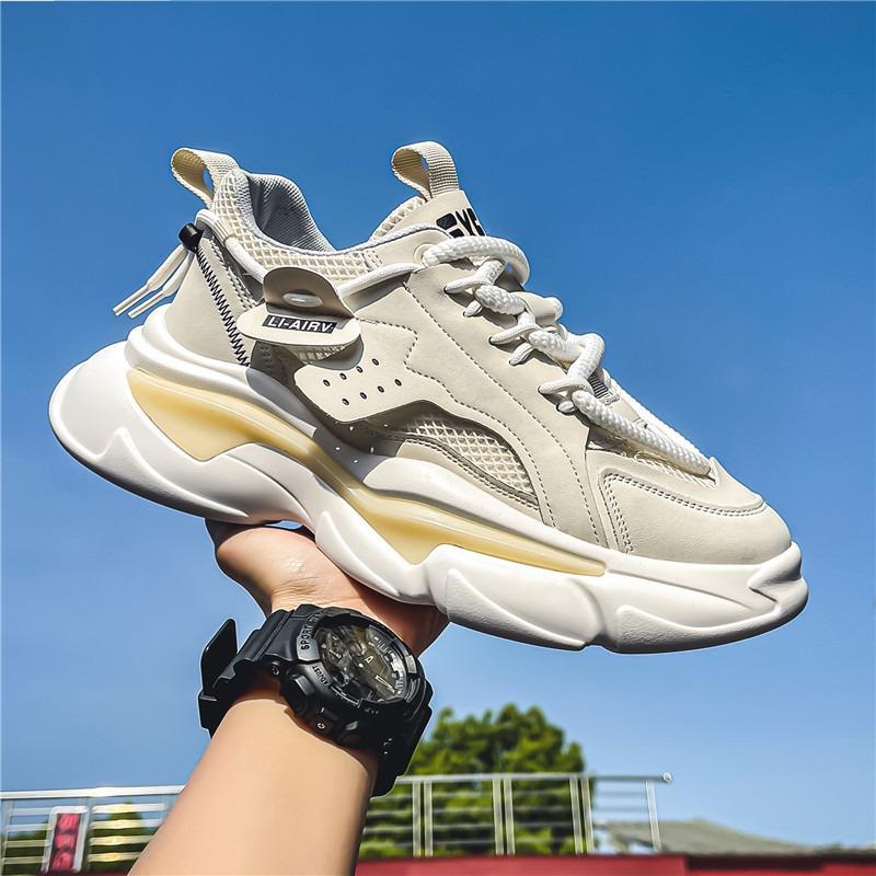 Men Running Shoes Thick Bottom Mesh Breathable Sports Casual Footwear Trending Outdoor Walking Sneakers Adult Men 2025 New