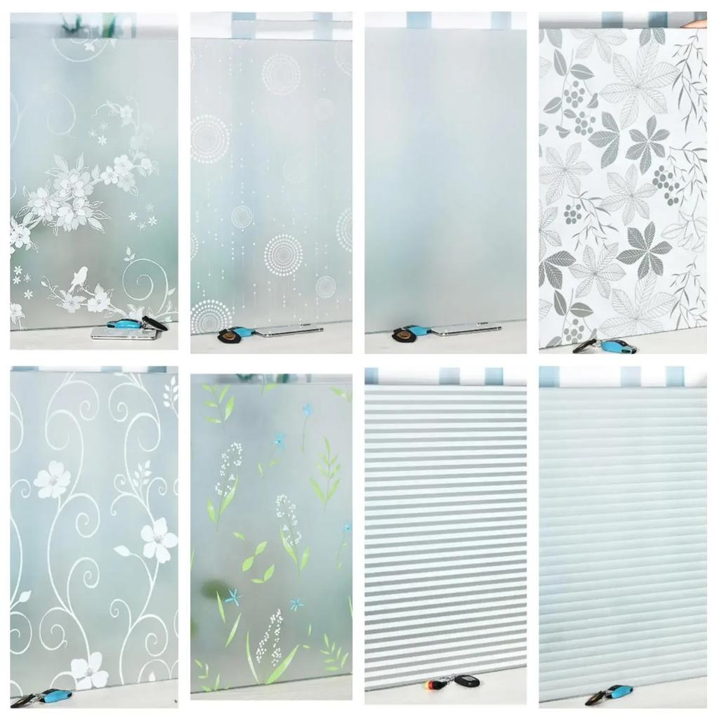 Frosted Window Film Privacy Stripe Patterns Self Adhesive Film Anti UV Stained Glass Vinyl Film for Home Office Decoration