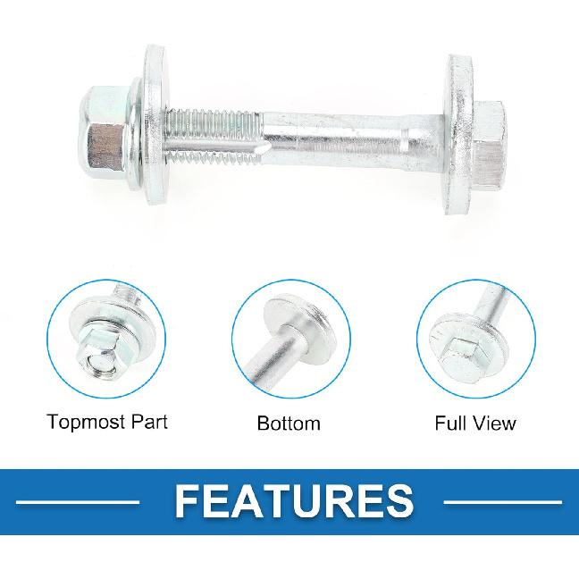 Camber Alignment Bolt No.33306770968 with Nut Gasket Rear Suspension Camber Bolt Kit for BMW X5 2007-2018 Metal Silver Tone