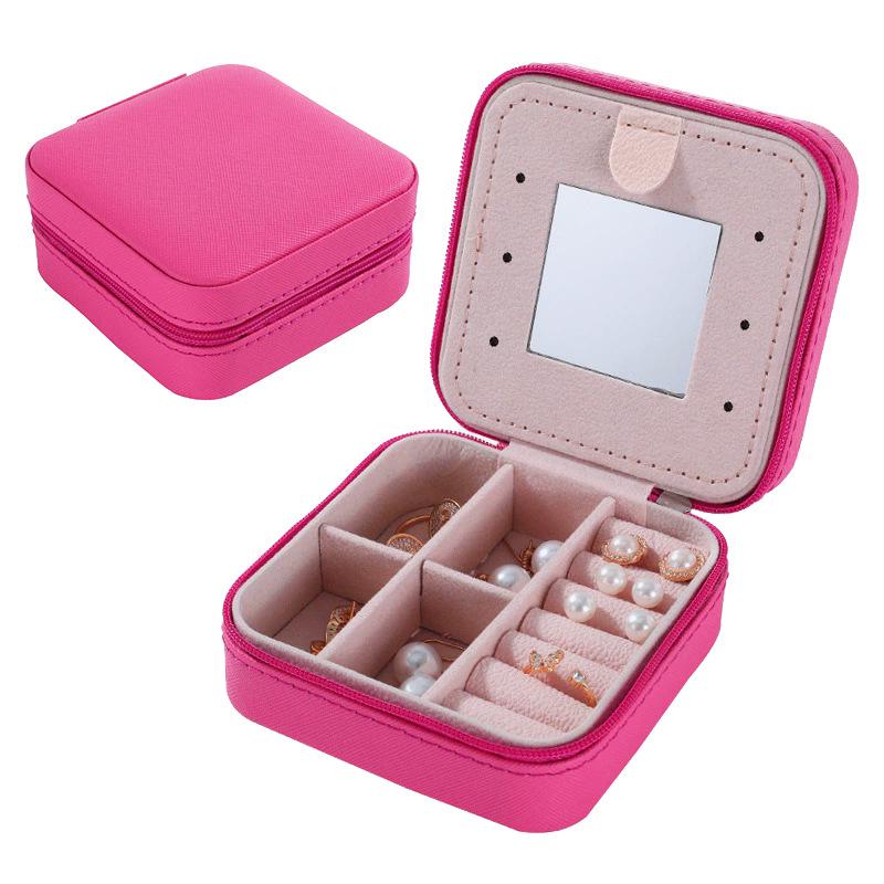Compact Anti-Oxidation Jewelry Box with Mirror for Earrings, Rings, and Nail Accessories