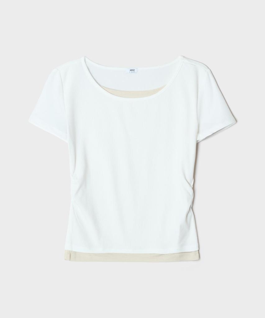 Seupao Layered Shirred Short Sleeve Tee (Re)_Sprwg37G30