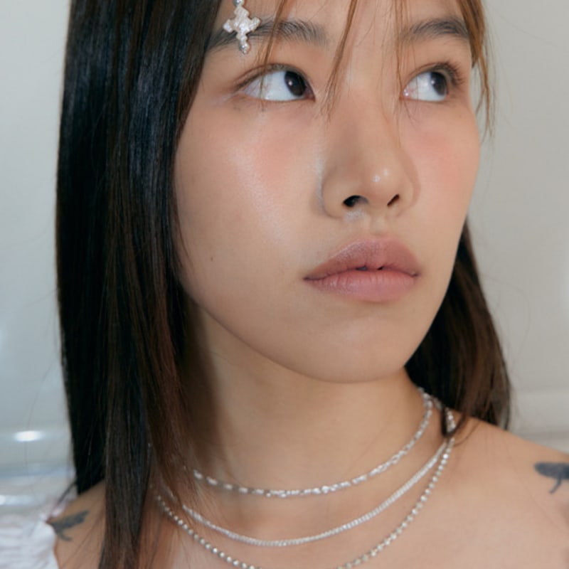 

fillow layered glitter necklace SILVER