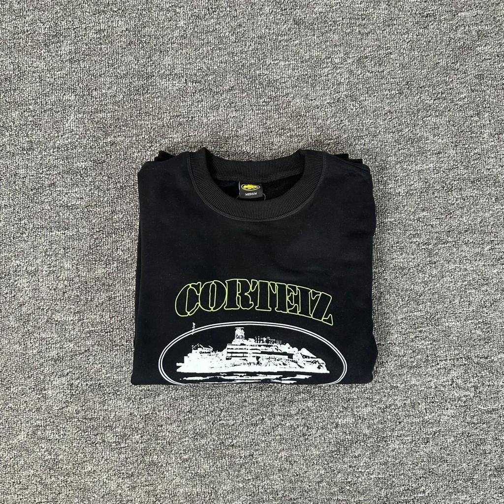Corteiz Alcatraz Unisex Trendiger Lockerer Kapuzenpullover mit Rundhalsausschnitt und Samt