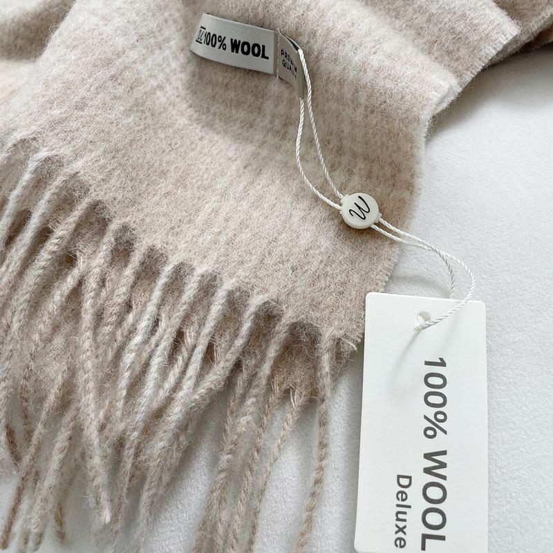 100 wool scarves women's winter cream sweet wind plaid scarves thickened warm fringed scarves
