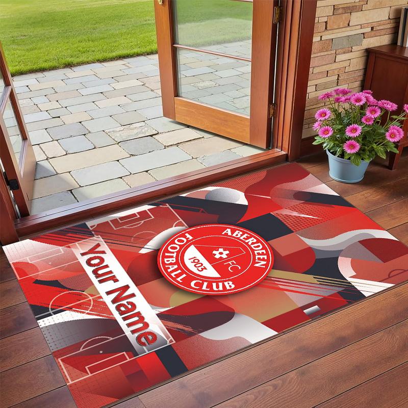 Crystal Velvet Rug Custom Name Text, Soft Non Slip Floor Mat Home DecorAberdeen FC