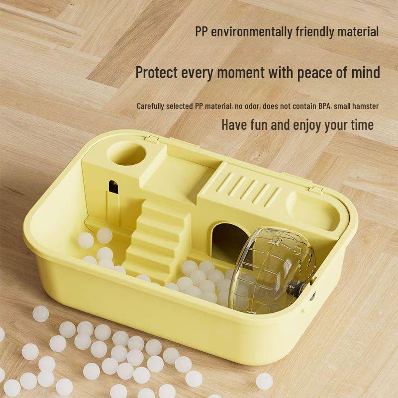 Akryl Takvindu Hamster Slott Bur med Fullt Sett Tilbehør