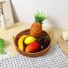 1Pcs Round Shape Storage Tray Breakfast Bread Food Plastic Rattan Threads Basket