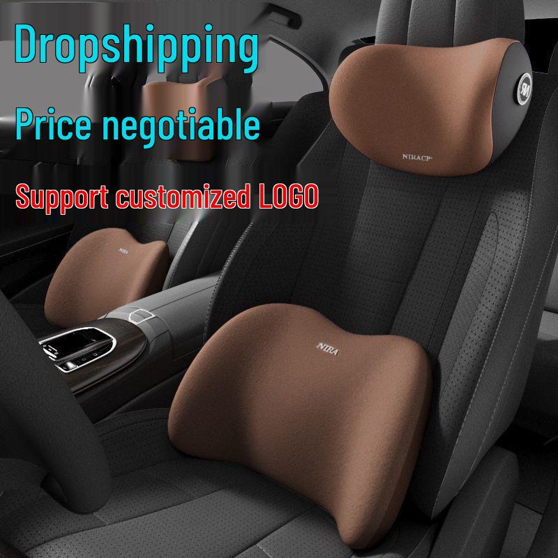 Car Headrest Memory Foam Lumbar & Neck Support Cushion - Universal All-Season Driving Backrest Pad