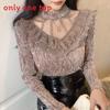 Womens Lacetrim Mock Neck Top With Embellishments For Office Wear