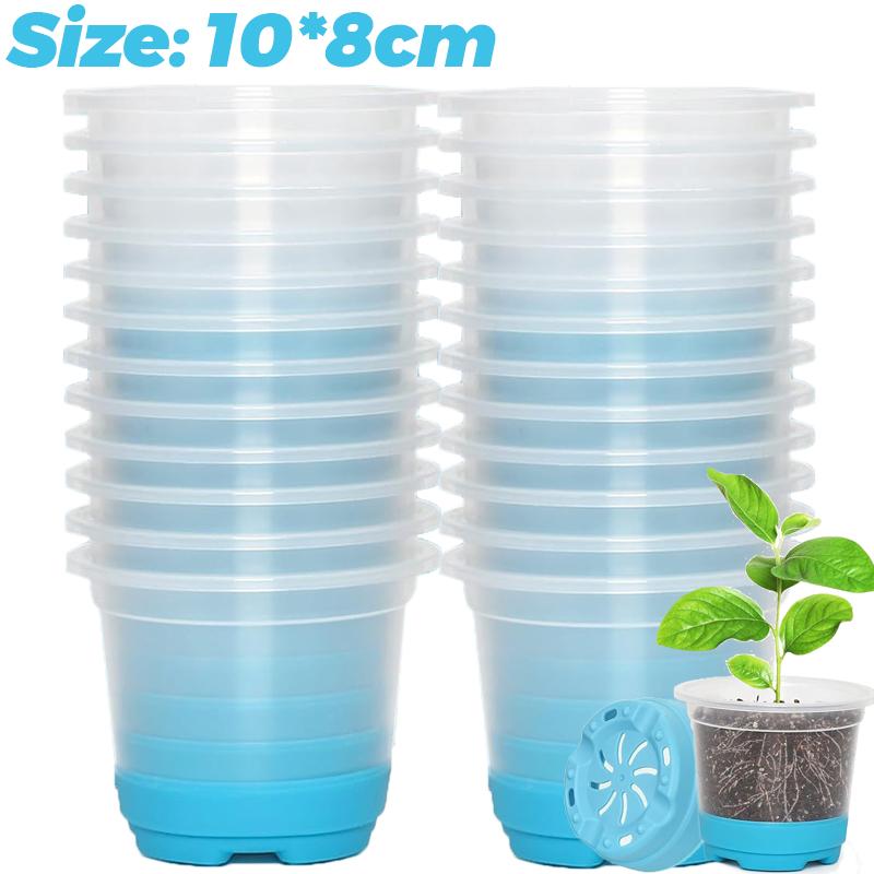 1/10PCS Round Nursery Pots with Soft Silicone Base Clear Flower Plant Transplant Pot Reusable Seedling Container Garden Supply