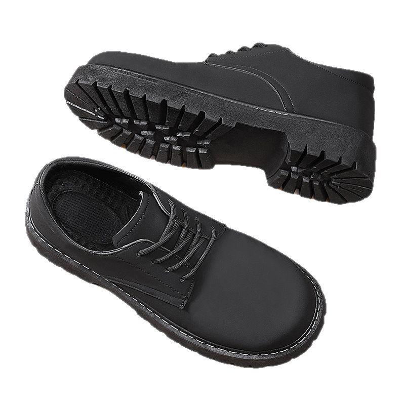 Men's Spring and Summer 25 Years of Versatile Daily Comfort Platform Lace-up Solid Color Fashion Sewing Line Men's Casual Leather Shoes