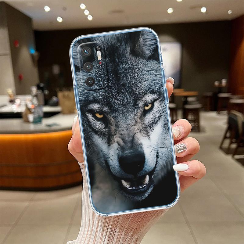 UP6 Transparentes Handyhülle mit Wolf-Motiv für Samsung Galaxy A04 A04S A14 A23 A34 A54 M23 M33 M52 M53