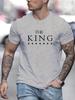 THE KING Letter Printed Men's Summer 100 Cotton Fashionable Casual Sports Loose Round Neck Short Sleeved T-shirt Top
