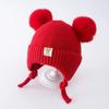 Simpatico Cappello Invernale da Bambino con Doppio Pompon Caldo Cappello Lavorato a Maglia con Protezione per le Orecchie Berretto con Paraorecchie in Cotone Spesso per Bambino/a