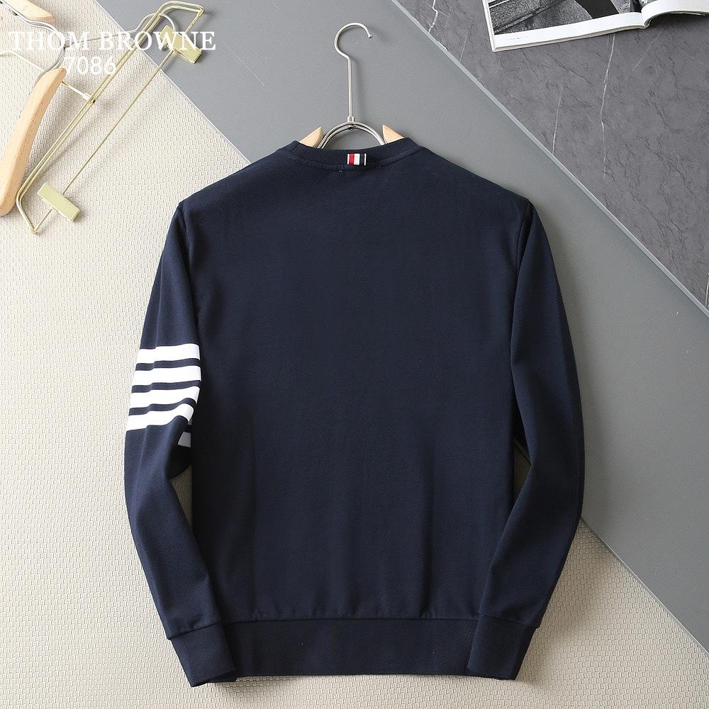 Autumn/Winter Yarn-Dyed Four-Stripe Crew Neck Sweatshirt - All-Cotton Casual Pullover for Men & Women