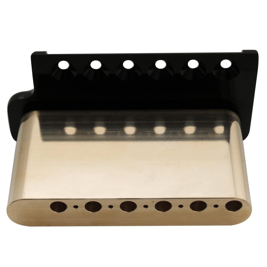 Musiclily Brass Tremolo Unit Bridge 6-Screw Knife Edge for Strat ST Electric Guitar 10.5mm Black