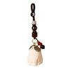 Weave Rope Wooden Carved Cat Keychain Beads Car Keyring Creative Wood Kitty Dolls Pendant  Students