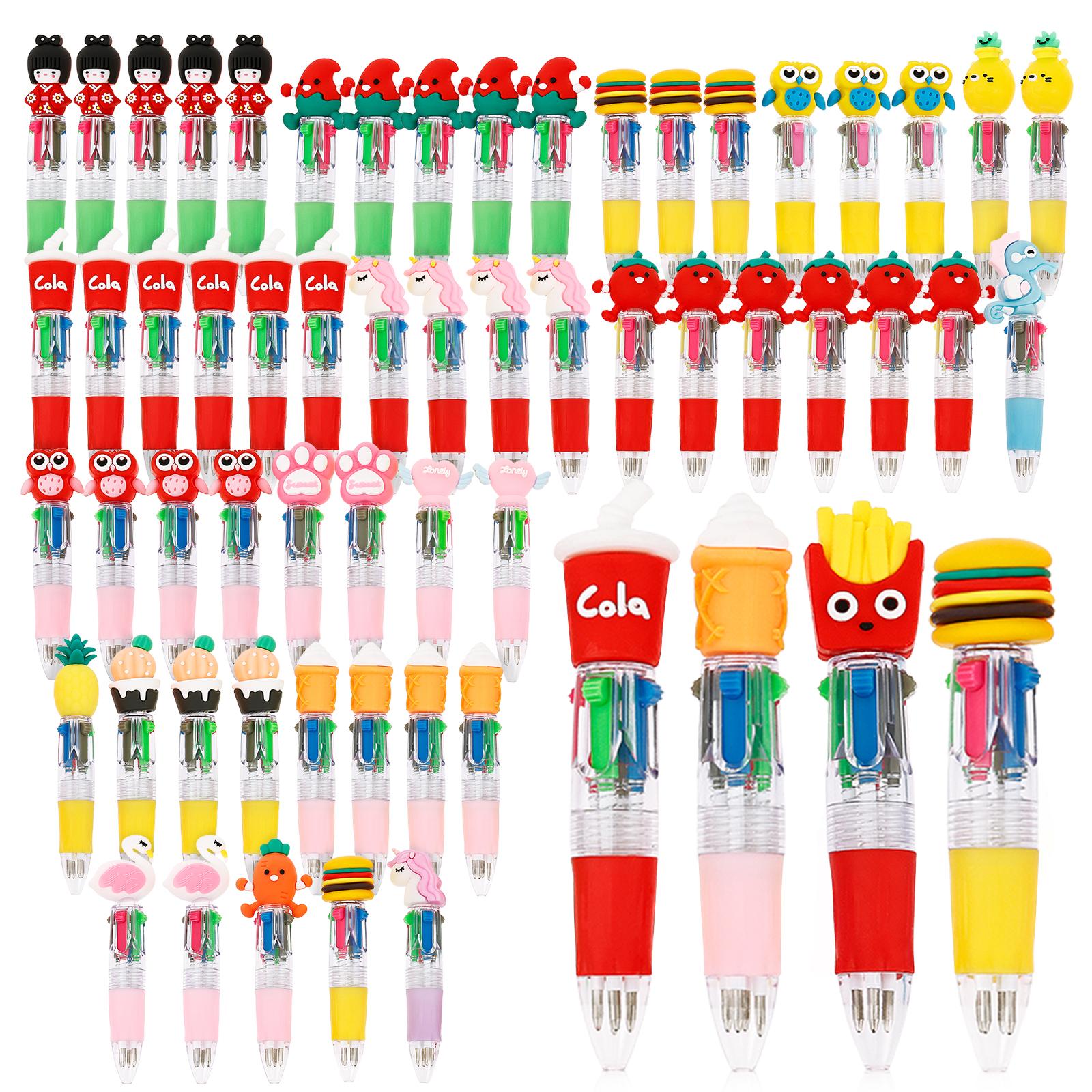

60Pcs Creative Mini Multicolor Pens Kawaii 4 In 1 Colors Ballpoint Pen Party Favors Christmas Gift for Student Friend Coworker