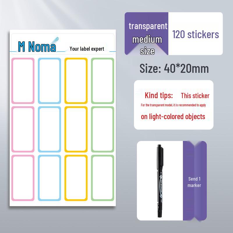 Waterproof Transparent Adhesive Name Stickers - Colorful and Self-Adhesive Labels