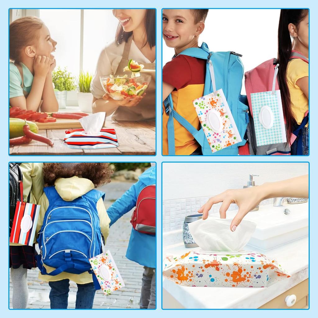 RICISUNG Wet Wipe Wet Tissue and Baby Wipe Pouches of and Antibacterial with Lid for and Outings Bags, Cases, (Set 4) Portable, Lightweight, Outdoors,