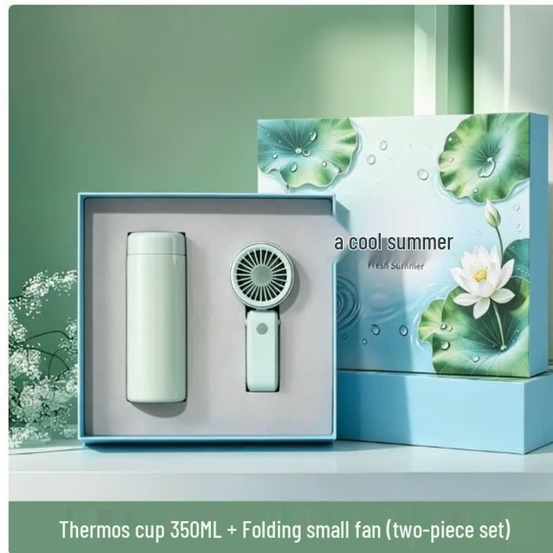 AQ Summer Cooling Gift Set Insulated Mug + Small Fan