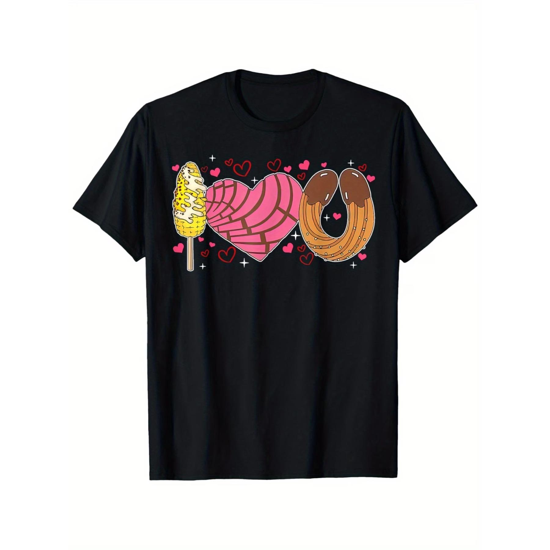Conchas I Love You Mexican Valentines Day T-Shirt, Unisex Cotton Casual Round Neck Outdoor Short Sleeve T-Shirt S