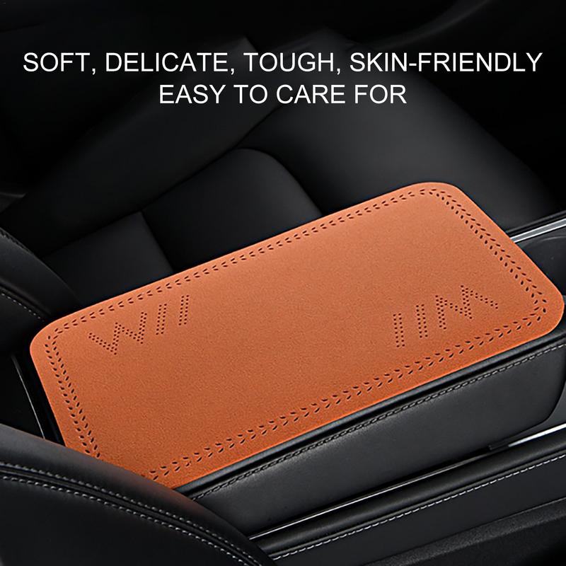 Armrest Box Cover Ultra-Thin Center Console Mat Armrest Cover Car Interior Accessories Anti-Slip Black/Orange Fits Armrest Box