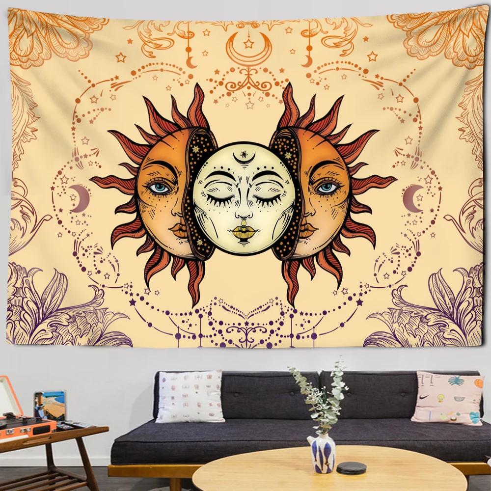 Celestial Sun and Moon Tapestry  Mystical Art for Living Room Decor Boho Style Enhance Your Space with Cosmic Vibes